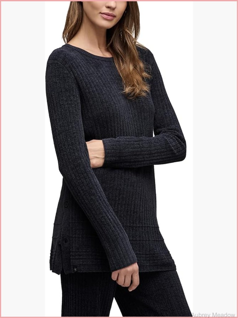 Cozychic Ultra Lite Textured Rib Pullover With Buttons